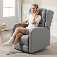 HOMCOM Massagestoel met rugleuningfunctie, kunstleer, elektrisch verstelbaar, voetsteun, zijvak, stalen frame, grijs(m-2)