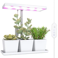 Outsunny Wachstumsleuchte 10W Vollspektrum-LED Pflanzenlampe mit 3 Pflanzkästen, 31,8 x 13,4 x 35,6 cm, weiß(m-7)