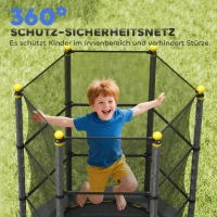 HOMCOM Trampolin für Kinder, Ø140 cm, mit Sicherheitsnetz, für innen und außen, Stahl, Kunststoff, belastbar bis 50 kg, Schwarz(m-7)