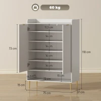 HOMCOM Meuble à chaussures gain de place pour 24 paires avec 2 portes, 3 étagères extractibles et étagère inférieure, Blanc(m-3)