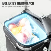 HOMCOM boodschappentrolley, 40 L Oxford-tas, 3-wielontwerp, aluminiumframe, zitje, grijs(m-7)