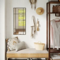 HOMCOM Espejo de Pared Estilo Ventana con Montaje Vertical y Horizontal, 110x50cm, Negro(m-5)