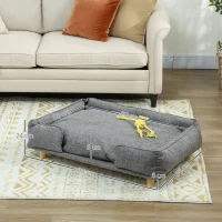 PawHut Dog sofa, pet sofa, pet bed, removable & washable cushion, Natural+ Dark gray(m-3)