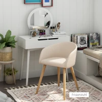 HOMCOM Set van 2 gestoffeerde stoelen, Scandinavisch ontwerp, gestoffeerde stoelen met houten poten, antislip pads, 150 kg draagvermogen, Beige(m-6)