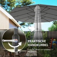Outsunny Dubbelzijdige parasol 436 x 260 cm, UV-bescherming Stalen Parasol met Handzwengel, Ovaal Donkergrijs(m-6)