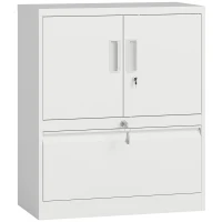 HOMCOM Lockable Filing Cabinet Office Cabinet Multipurpose Steel Cabinet with 2 Doors, Adjustable Shelves White(m-1)