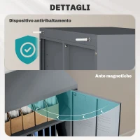 HOMCOM Mobiletto Multiuso 2 Ante Stile Industriale in Metallo per Casa e Garage, 75x33x110cm, Grigio(m-7)