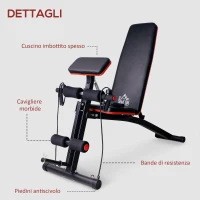 HOMCOM Panca Multifunzione Regolabile per Addominali,  Panca Pesi Palestra per Allenamento Braccia e Gambe 54x160x106cm, Nero e Rosso(m-8)
