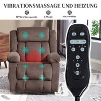 HOMCOM Fotel masujący, 8 punktów wibracyjnych, 5 trybów, ogrzewanie lędźwiowe, regulowany, obrotowy, tapicerowany fotel, brązowy(m-4)
