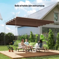 Outsunny Cubierta para Techo Retráctil de 2,5x2,55m para Pérgola 3x3 Tela de Repuesto con 10 Orificios de Drenaje Café(m-2)