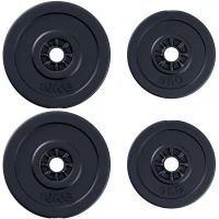 HOMCOM Set di 4 Dischi Pesi per Bilanciere e Manubri Peso Totale 30kg, 2x5kg e 2x10kg, Nero(m-1)