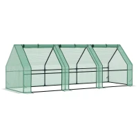 Outsunny Invernadero de Exterior Invernadero de Jardín 270x90x90 cm Tipo Caseta con 3 Ventanas Marco de Acero y Cubierta de PE 140g/㎡ para Cultivo Plantas Flores Tomates Verde(m-1)