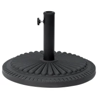 Outsunny Patio Outdoor Garden 14kg Round Cement Parasol Base, Umbrella Weight Stand Holder Compatible with Φ35mm, Φ38mm, Φ48mm Pole - Black(m-11)