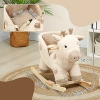 AIYAPLAY Schaukelpferd für Kinder Giraffe Babyschaukelspielzeug mit Soundeffekt, Sicherheitsgurt, 68x35x50cm, beige(m-3)