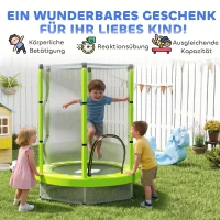 AIYAPLAY Kindertrampolin mit Sicherheitsnetz, für den Innen- und Außenbereich, 3-6 Jahre, Grün(m-9)