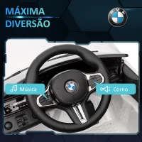 AIYAPLAY Carro Elétrico para Crianças BMW M4 12V com Controlo Remoto Faróis Buzina Música e Velocidade 3-5 km/h 108x69,5x51 cm Branco(m-7)