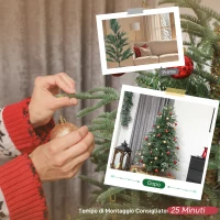 HOMCOM Albero di Natale Artificiale da 180 cm e Ignifugo con 1814 Rami Realistici, Base in Metallo Pieghevole(m-7)