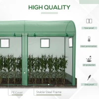 Outsunny Garden Plant Tomato Growth Greenhouse with Double Doors and 4 Windows - PE Cover, Steel Frame, Green, 3 x 1 x 2m(m-4)