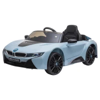 HOMCOM Coche Eléctrico BMW I8 COUPE con Licencia para Niños de +3 Años Batería 6V Control Remoto y Manual con Música MP3 Bocina y Faros 115x72,5x46 cm Azul(m-10)