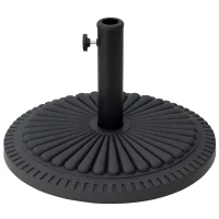 Outsunny Patio Outdoor Garden 14kg Round Cement Parasol Base, Umbrella Weight Stand Holder Compatible with Φ35mm, Φ38mm, Φ48mm Pole - Black(m-10)