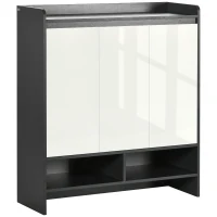 HOMCOM Dulap de incaltaminte pentru intrare din PAL pentru  24 Perechi de Pantofi cu Rafturi Reglabile pe 3 Niveluri, 90x32x100 cm, Gri si Alb(m-1)