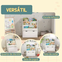 AIYAPLAY Estante de Brinquedos com 3 Compartimentos Gaveta com Rodas para Quarto Sala de Jogos 62,5x30x70 cm Branco(m-7)