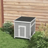 PawHut Casetta per anatre, con porta laterale, fori di ventilazione, in legno di abete, con tetto in asfalto impermeabile, 63 x 82 x 76 cm, Grigio chiaro(m-5)