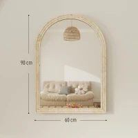 HOMCOM Espelho de Parede Arqueado Espelho de Casa de Banho 60x90 cm com Moldura de Imitação de Pedra Bege(m-3)
