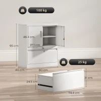 HOMCOM Lockable Filing Cabinet Office Cabinet Multipurpose Steel Cabinet with 2 Doors, Adjustable Shelves White(m-3)