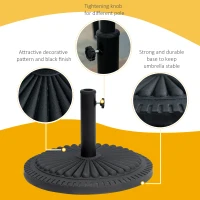 Outsunny Patio Outdoor Garden 14kg Round Cement Parasol Base, Umbrella Weight Stand Holder Compatible with Φ35mm, Φ38mm, Φ48mm Pole - Black(m-4)