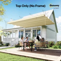 Outsunny Retractable Pergola Cover, 2.55 x 2.5 m Replacement Canopy Fabric for 3 x 3 m Frame, Roof Top Only, Cream White(m-8)