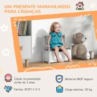 AIYAPLAY Baú de Brinquedos Infantil Banco de Armazenamento para Crianças com Encosto e Tampa Amortecida 68,5x34x58 cm Cinza e Branco(m-8)