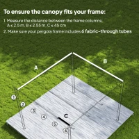 Outsunny Retractable Pergola Cover, 2.55 x 2.5 m Replacement Canopy Fabric for 3 x 3 m Frame, Roof Top Only, Cream White(m-4)