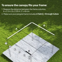 Outsunny Retractable Pergola Cover, 2.55 x 2.5 m Replacement Canopy Fabric for 3 x 3 m Frame, Roof Top Only, Tan(m-4)