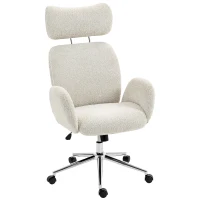HOMCOM Bureaustoel met verstelbare hoofdsteun, ergonomische bureaustoel, kantelfunctie, in hoogte verstelbaar, grijswit(m-1)