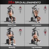 HOMCOM Stazione Fitness con Pesi da 45kg per Allenamento a Casa, 135x103x210cm, Nero(m-6)