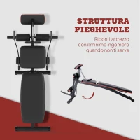 HOMCOM Panca Multifunzione Regolabile per Addominali,  Panca Pesi Palestra per Allenamento Braccia e Gambe 54x160x106cm, Nero e Rosso(m-5)