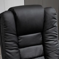 HOMCOM Sillón relax inclinable 135° gran confort giratorio 360° con reposapiés revestimiento sintético negro(m-4)