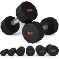 SPORTNOW Dumbbells Weights Set with 12-Sided Shape and Non-Slip Grip for Men Women Home Gym Workout, 2 x 8kg(m-10)