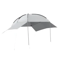 Outsunny Automarkise Carport Fahrzeugüberdachung, wetterbeständig, 300 cm x 262 cm x 260 cm, Hellgrau(m-1)