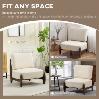 HOMCOM Poltrona da salotto in chenille, con cuscino spesso e seduta imbottita, 72 x 73,5 x 81 cm, Crema(m-4)