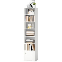 HOMCOM Bibliothèque 7 niveaux Étagère pour livres moderne avec étagères ouvertes et porte 40x30x180 cm blanc