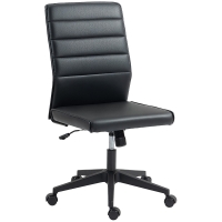 HOMCOM Chaise de Bureau Ergonomique et Réglable avec Dossier Incurvé, en Cuir PU et Acier, 58x53x97-107 cm, Noir