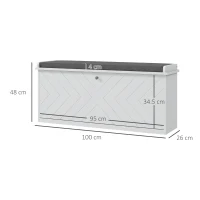 HOMCOM 10-Shoe Storage Bench, with Padded Top Seat - White/Grey(m-3)