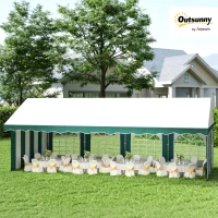 Outsunny 8 x 4m Garden Gazebo with Sides, Galvanised Marquee Party Tent with Eight Windows and Double Doors, for Parties, Wedding and Events(m-10)