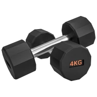 SPORTNOW Dumbbells Weights Set with 12-Sided Shape and Non-Slip Grip for Men Women Home Gym Workout, 2 x 4kg(m-1)