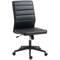 HOMCOM Silla de Oficina Ergonómica y Regulable con Respaldo Curvado, en Piel PU y Acero, 58x53x97-107 cm, Negro(m-7)