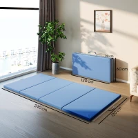HOMCOM Tappetino fitness pieghevole in 4 con maniglie e rivestimento sintetico 240 x 120 x 5 cm Blu chiaro(m-3)