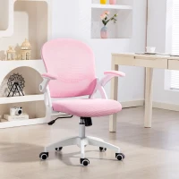 Vinsetto Ergonomischer und verstellbarer Bürostuhl mit Netzrücken und gepolstertem Sitz, 65.5x61.5x88-97.5 cm, Rosa(m-2)