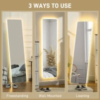 HOMCOM Oglindă întreagă cu LED-uri, control tactil, reglabil, fără ramă, 40 x 150 cm(m-7)